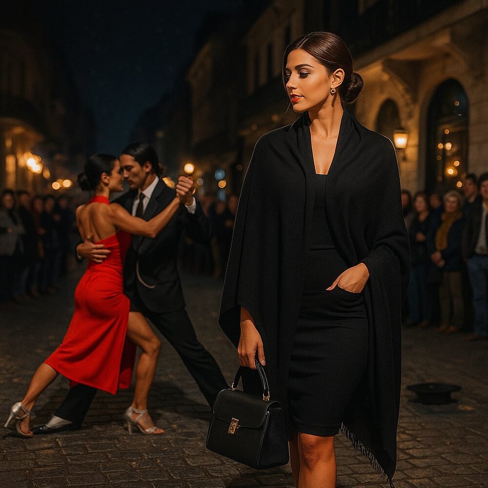 Elegant Black Shawl / Wrap Timeless Boutique Laye… - image 1